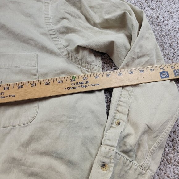 Nautica Shirt Mens XL Beige Oxford Long Sleeve Sailing Crest Denim Collar Retro - Picture 4 of 8